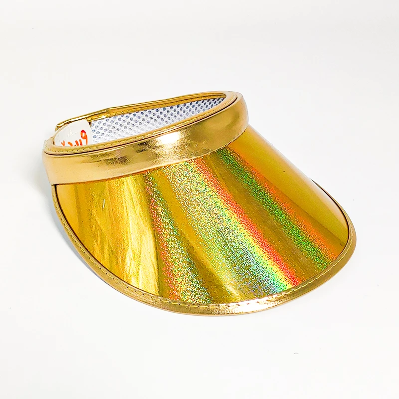 Wholesale Price Gold PVC Sunvisor Hat Electroplated Gold Outdoor Sports Golf Sun Protection UV Protection Sunvisor Hat