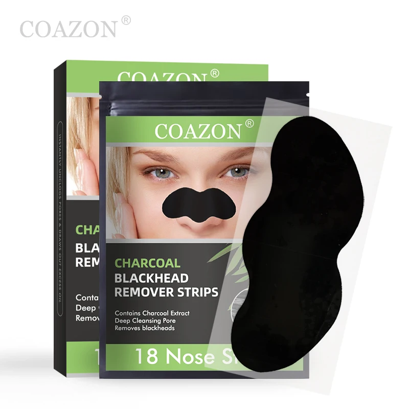 Coazon Charcoal Blackhead Peel Off Removal mask Deep Cleansing Pore Unclogging strips nose and chin blackhead strips for women