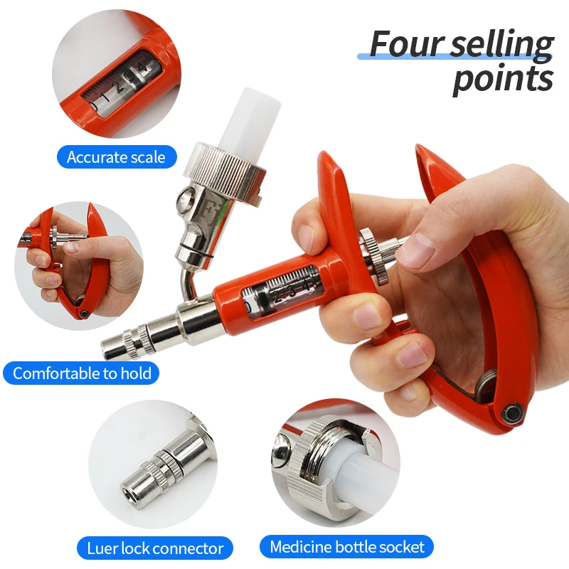 Высокая точность 0 2-2 мл/0 5-5 мл металлический Регулируемый автоматический шприц для вакцины свиней овец животных ветеринарная вакцинация инжектор