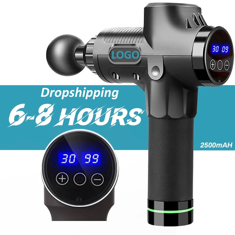 
30 Speed Handheld Deep Tissue Percussion Muscle Massage Gun, 6 Head Attachments Quick Rechargeable Body Vibration Massage Gun 