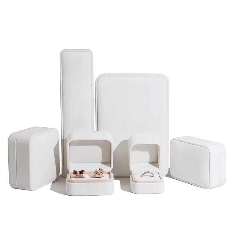 Premium Jewelry Packing High End Lid Faux PU Leather Luxury Ring Jewelry Box for Necklace