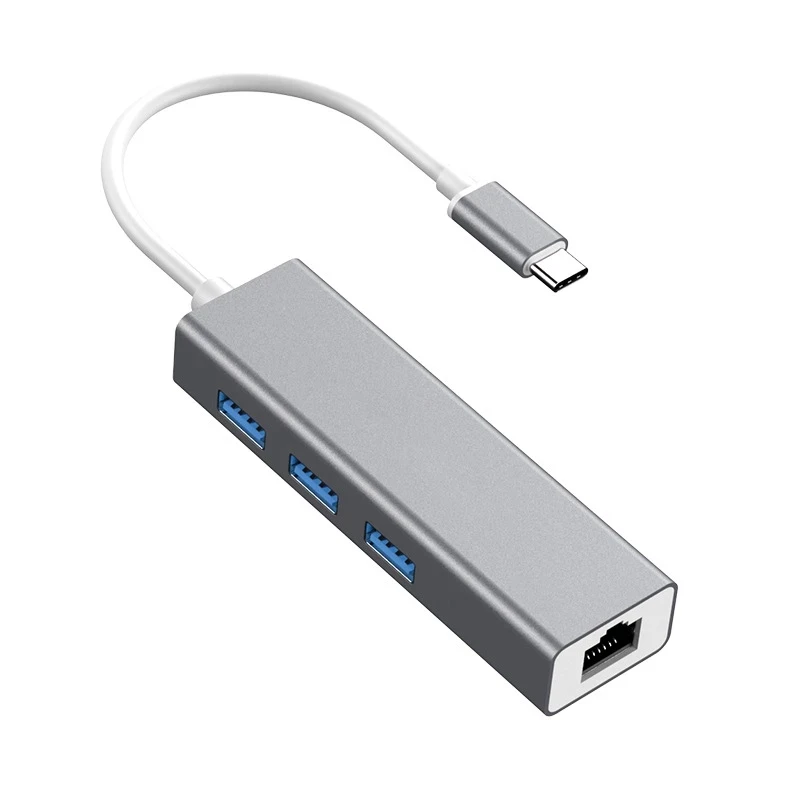 USB 3.1 Type C to 3 Ports USB Hub with Gigabit Ethernet Adapter RJ45 10/100/1000Mbps Network Card