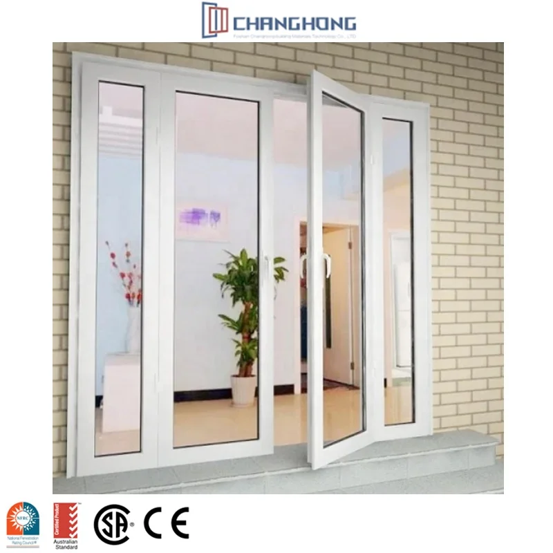 Popular White Pvc Doors CE Standard Upvc Doors For Houses Glass Exterior Villa French Doors