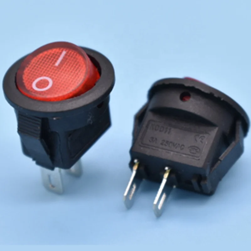 3-Amp 250V постоянное напряжение серии Kcd11 и красном цветах кулисный переключатель 2 Pin ножной переменного тока