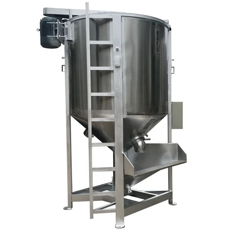 Stainless steel 500kg solid  plastic granular  rubber processing machinery hydraulic vertical mixer