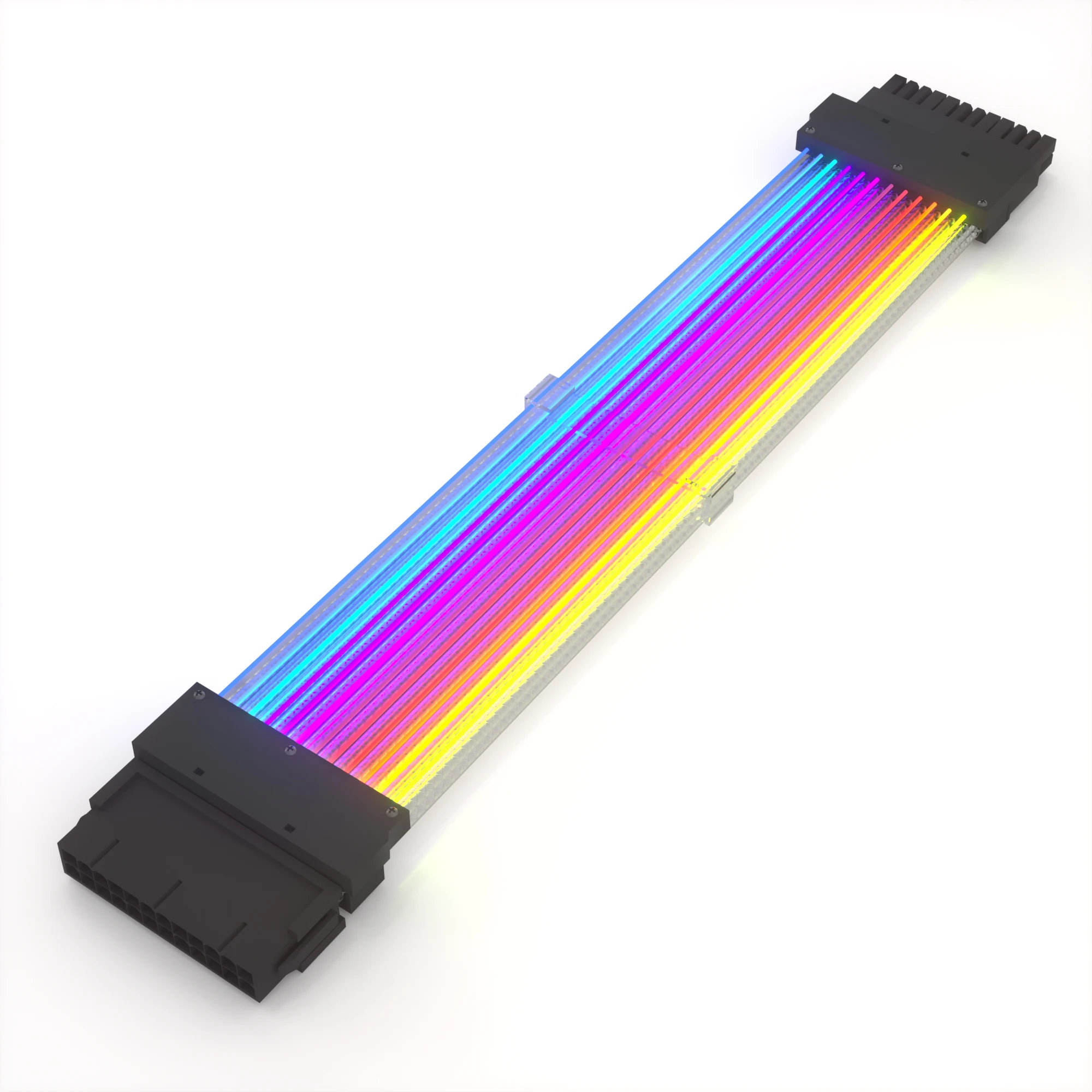 Sleeved Straight Transfer Power Supply PSU 24 Pin Motherboard Flat Cable Extension RGB PC Cables For Gaming PC SYNC