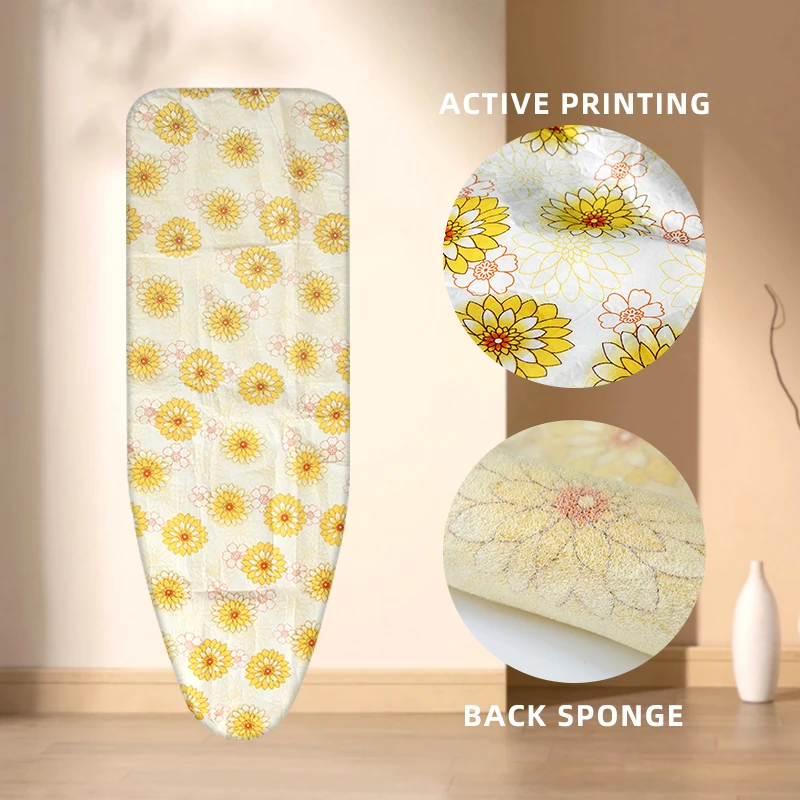 Custom Best Quality yellow flower printed Ironing Board case drawstring Heat Resistance Ironing Board Cover