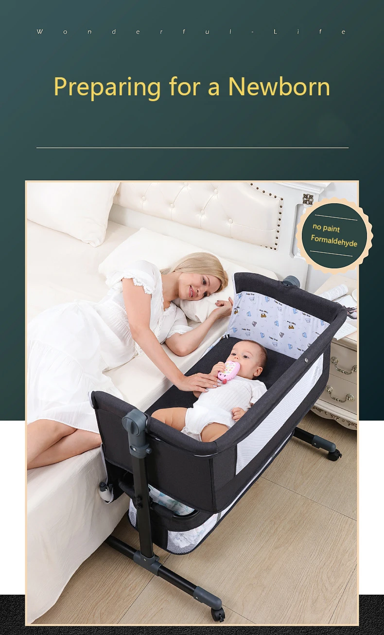 2022 Newest Foldable Baby Crib Travel Cot Baby Bassinet