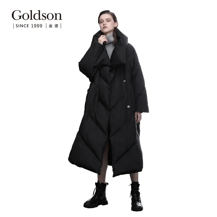 Big collar puffer effect long winter duck coats women outdoor winter jacket