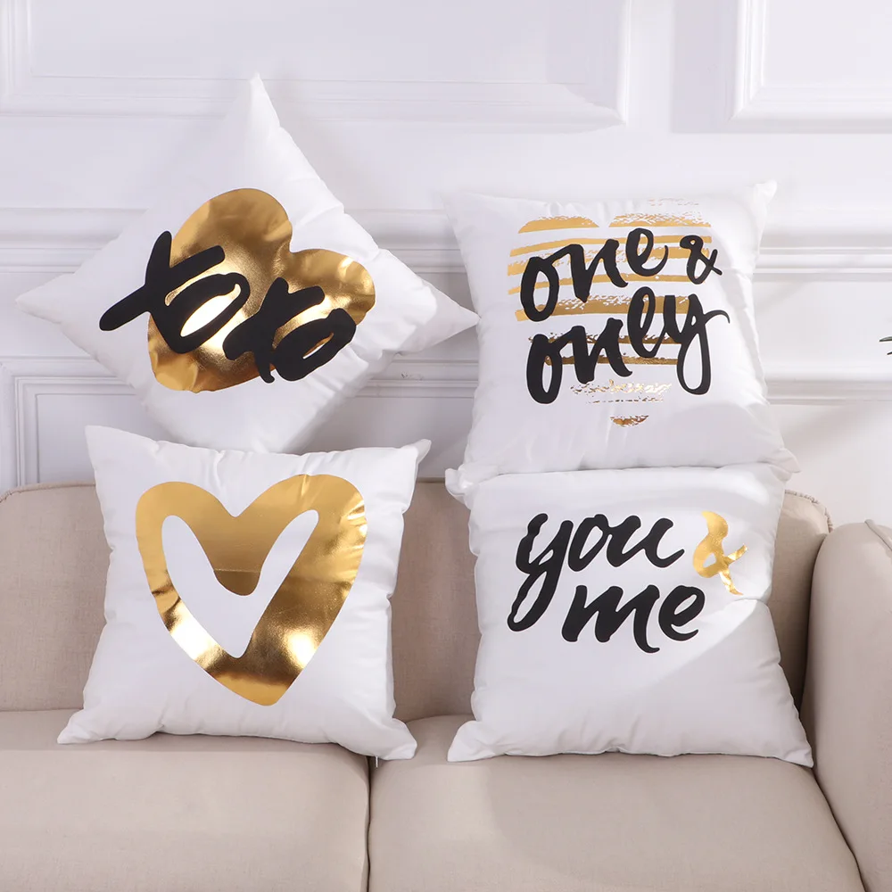 Бархат печатных Золотой подушки дома украшены Белый Чехлы для подушек