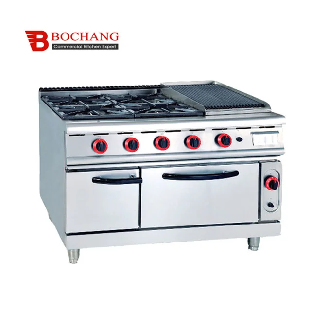 Good Quality Freestanding 6-Burner Gas Cooker with Oven stainless steel Gas Range For Hotel