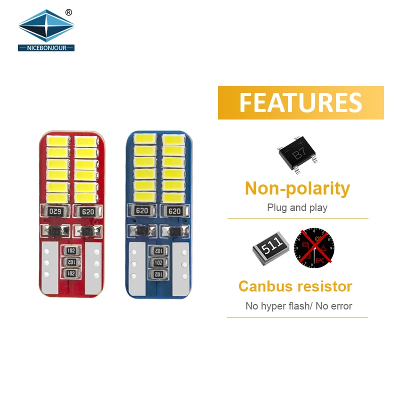 T10 W5W Led Light 194 Led T10 W5W Reading Lights Trunk Lamp Parking Car Door Lights Led Interior Bulb 12V