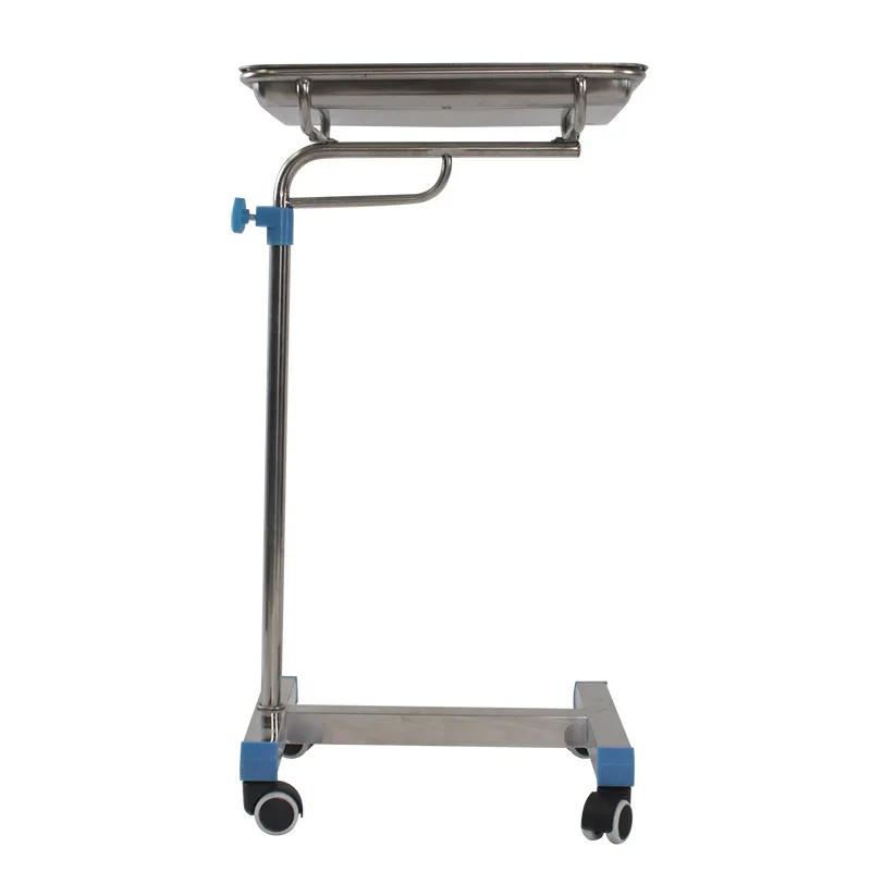Medical 304 stainless single pole tray mayo hospital trolley
