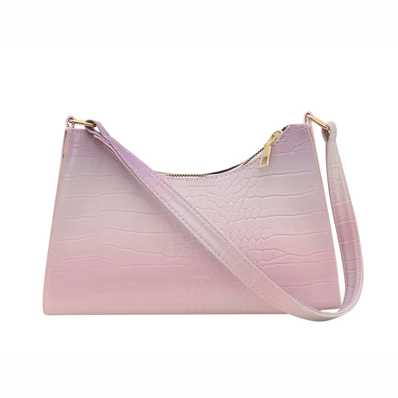 High Quality Gradient Color Crocodile Pattern Leather Lady Crossbody Bags