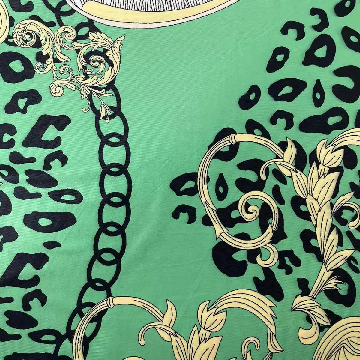 RL  customize Digital printing ethnic totem leopard print milk silk fabric Print Fabric for garment