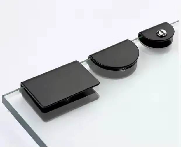 Custom Black Adjustable Glass Shelf Brackets Semicircle Bracket Laminate Clamp 8-12mm