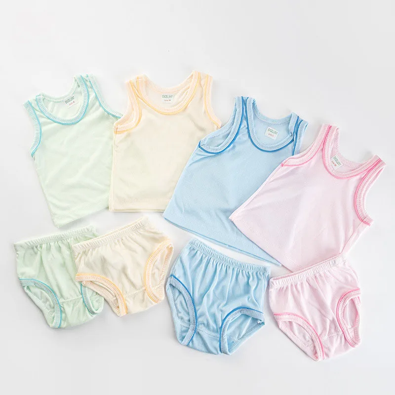 Wholesale products newborn summer 0-9 months baby pure cotton hem vest clothes and shorts set
