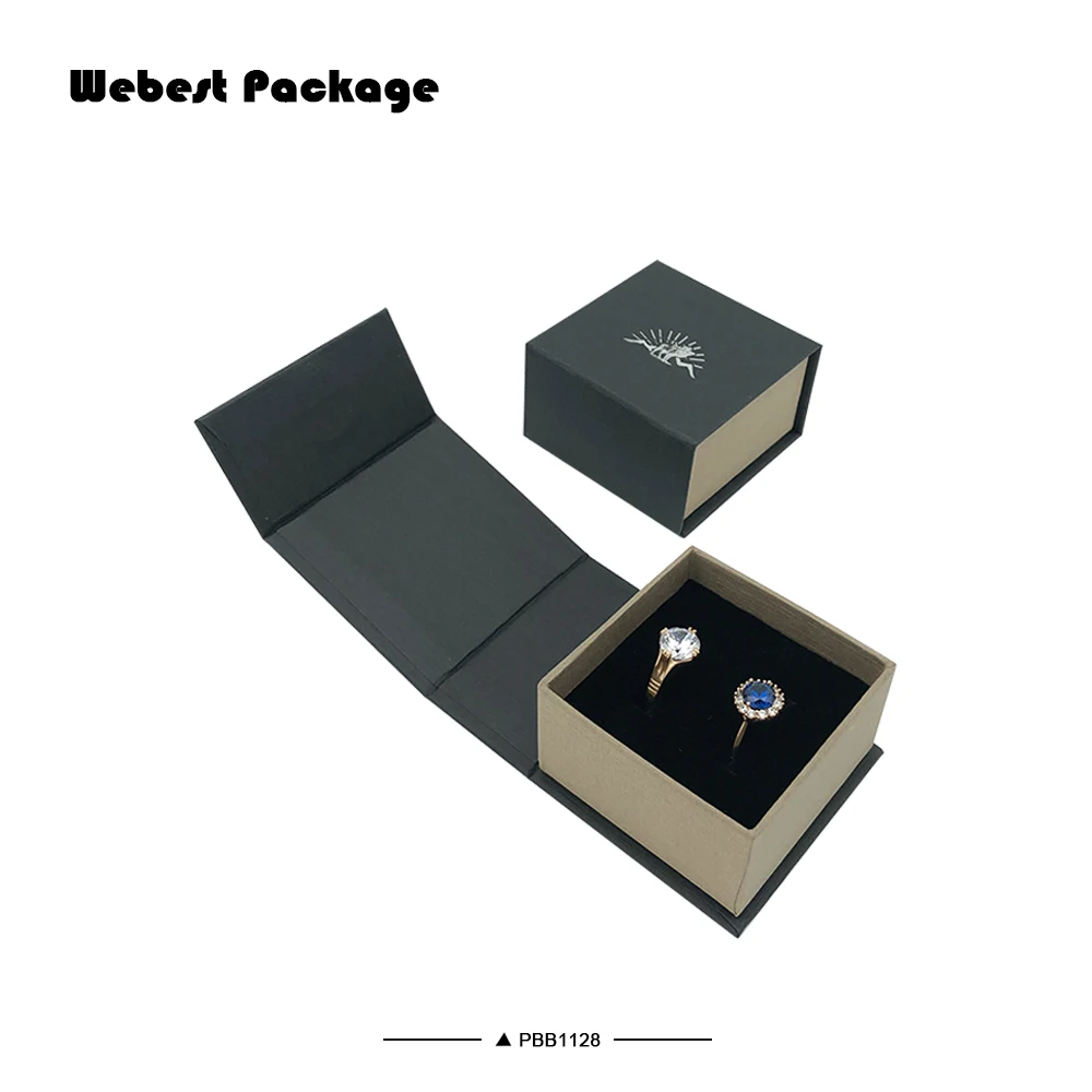 
Webest Package brown kraft paper jewelry box 2rings couple single ring box with hotstamping logo 