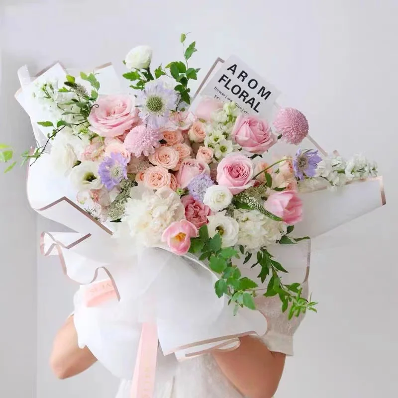 Wholesale Price In Stock Colors Flower Wrap Golden Edge Korean Flower Wrapping Paper