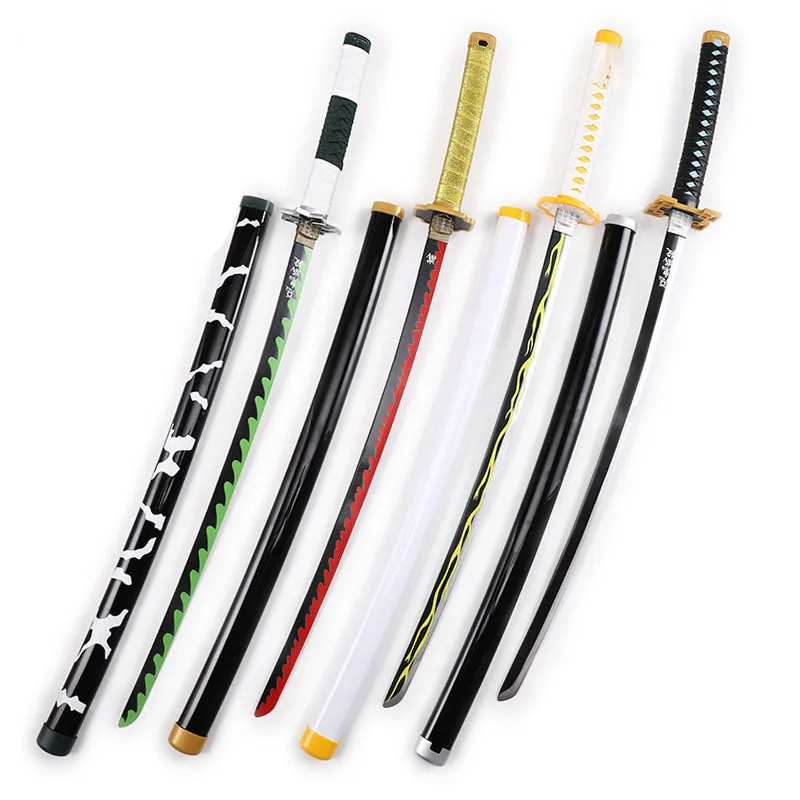 100cm Demon Slayer Anime Real Metal Sword Katana Toy Party Cosplay Props Inosuke Tanjiro Zoro Law Katanas Stainless Steel Sword