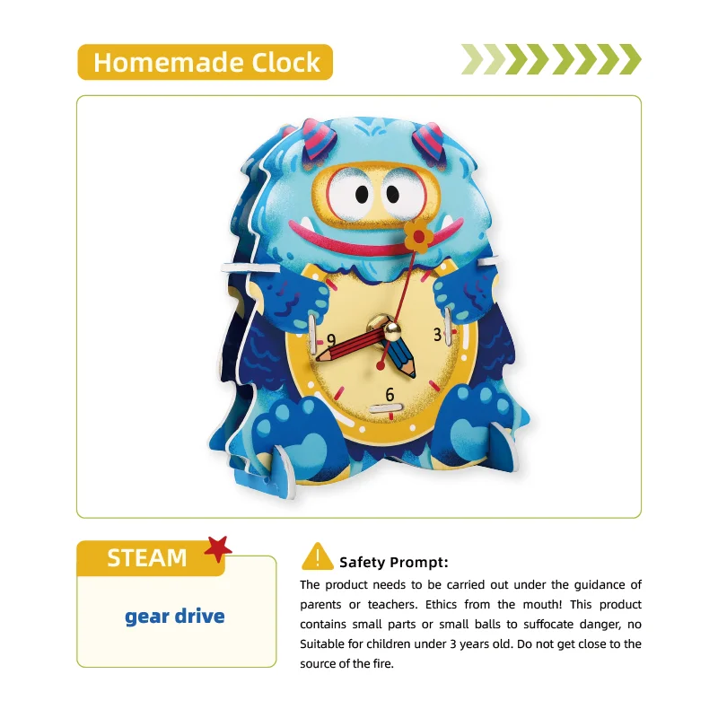 Factory Customized Kids Diy Science Experiment Toys Steam Homemade Clock for Sale