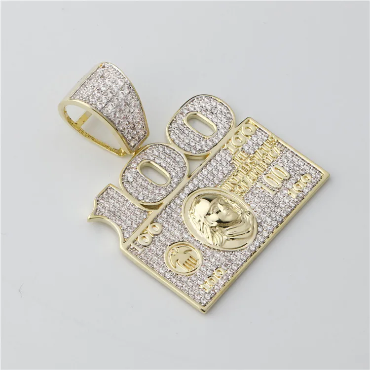 Wholesale hip hop  dollar gold jewelry 925 sterling silver men pendant