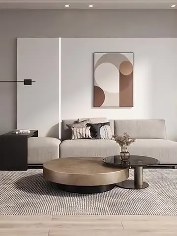 Nordic Modern Luxury Retro Marble Top Round Nesting Coffee Table Set Minimalist Sintered Marble Texture Coffee Table