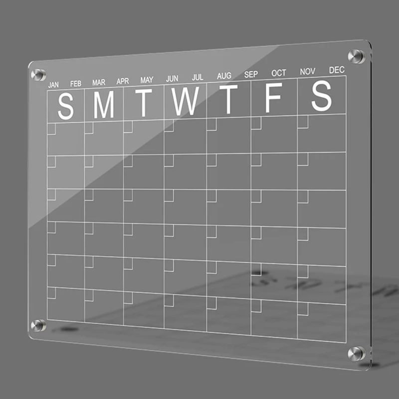 Clear Weekly Monthly Acrylic Magnetic Fridge Calendar