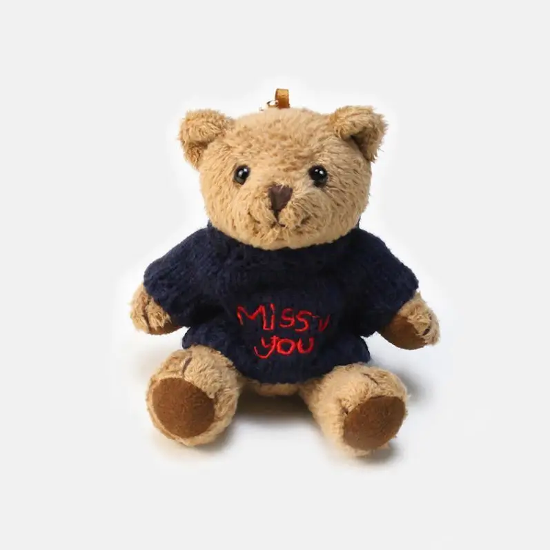 Kawaii 13CM Teddy Bear Plush Doll Keychain Gift Doll Bag Pendant Accessories Cartoon Sweater Clothing Cute stuffed animal toys
