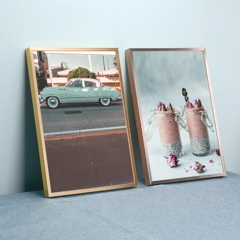 Custom Size Wholesale Metal Poster Frame Diploma Home Decor Table Desktop Hanging Wall Aluminum Alloy Picture Photo Frame