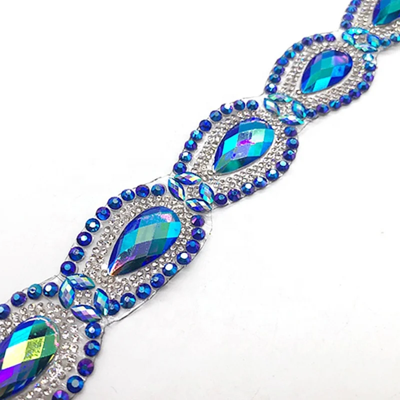 Wholesale Iron On  Resin Rhinestone Appliques Trimming Hot Fix Rhinestone Tape