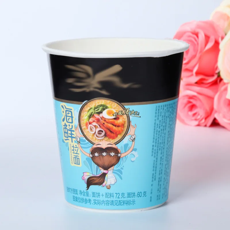 Wholesale Custom Eco- friendly paper soup cup square shape instant noodle cup noodles packaging