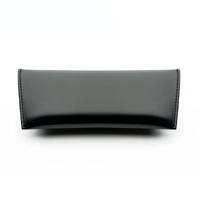 Factory Wholesale Unisex Handmade Custom Logo Shiny Black PU Leather Sunglasses Case Eyewear Case