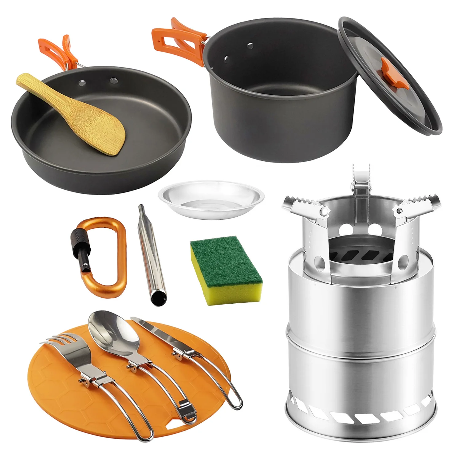 High Quality Portable Camping Cookware Set Durable Mini Folding Pot Aluminum Outdoor Camping Cookware Set with Storage Bag