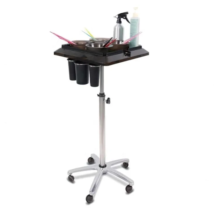 Rolling Aluminum Medical Salon Station Instrument Tray Spa barber Hairdressing Hair Color Cart Beauty Hair Salon Tray Trolley