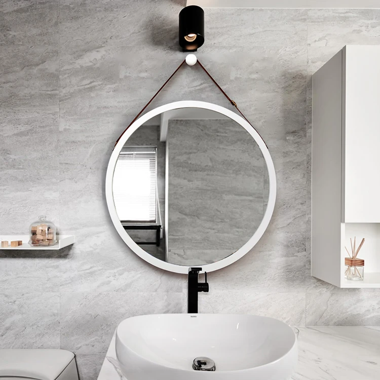 
Bamboo Frame Hanging Round Mirror Wall Mounted for Bathroom/ living room/ Entryway 