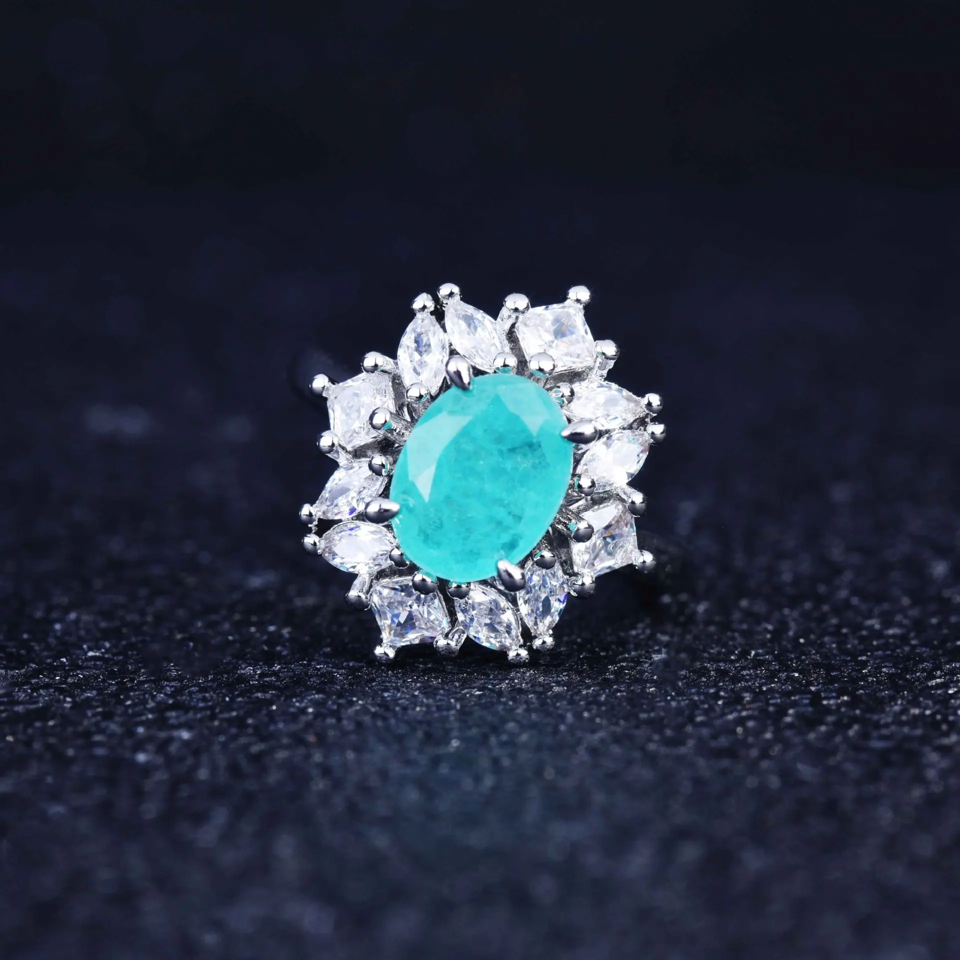 Luxury Fashion Trendy 925 Silver Paraiba Artificial Jewelry Sets for Women