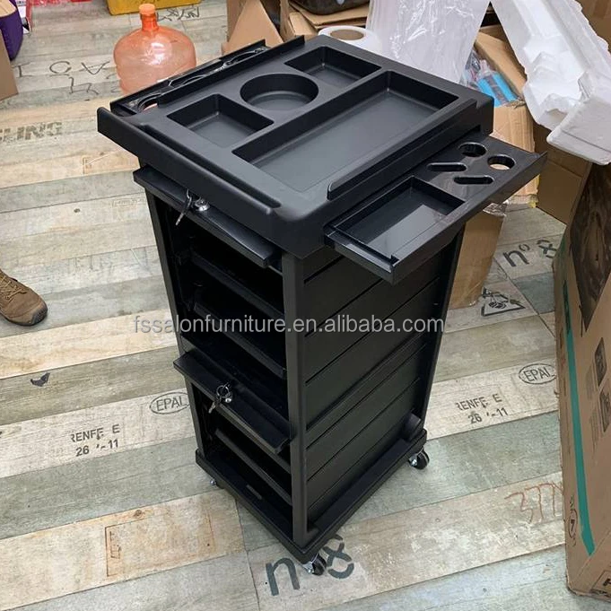 High Quality Barber Shop Equipment Cheap Plastic  Salon Trolley Cart with Wheels  for Sale
