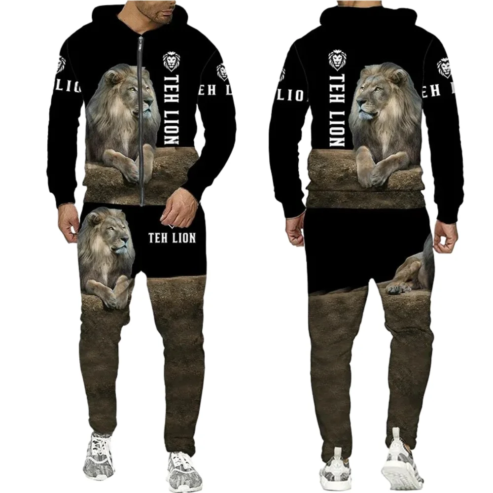Custom Sweatshirts Tracksuit Set Unisex 3D Animal Printed Hoddies Streetwear Hoodie And Sweatpants Print On Demand