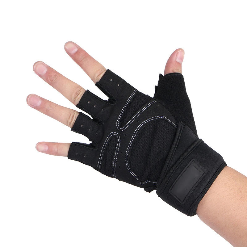 Custom Logo Lift Gym Fingerless Men Gym Lifting Bodybuilding Exercise Grip Cross Training Weightlifting Fitness Gloves