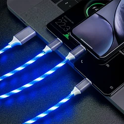 Streamer data cable three-in-one car rgb charging cable 1.2m fast led charging usb cable
