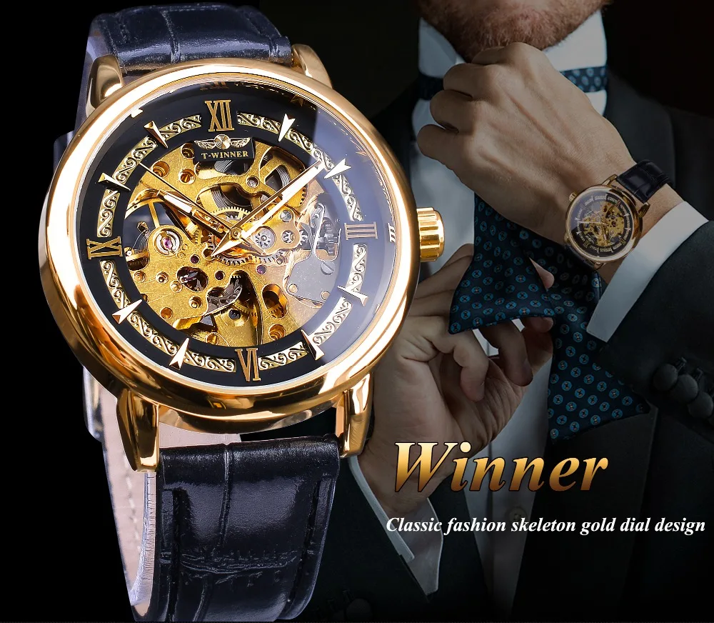 Winner 2021Top Brand Royal Luxury Gear Movement Design Open Work Clock Mens Automatic Fashion Wrist Watch Male Skeleton Watches