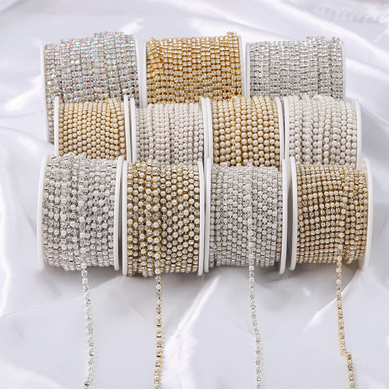 New fashion trend Garment accessories Diamond Pearl Bead Mash-up Rhinestone Chain