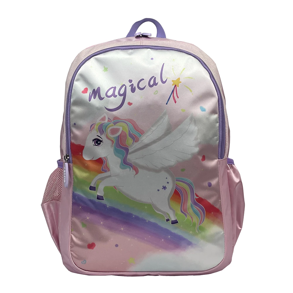 Unicorn Kids Backpack with Zipper Closure Cartoon-Style Book Bag for Elementary Students and Girls Comfortable School Bag
