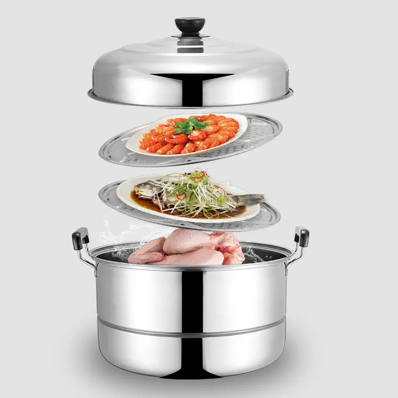 2 layer cooking steamer stainless steel food steamer steamer pot with lid