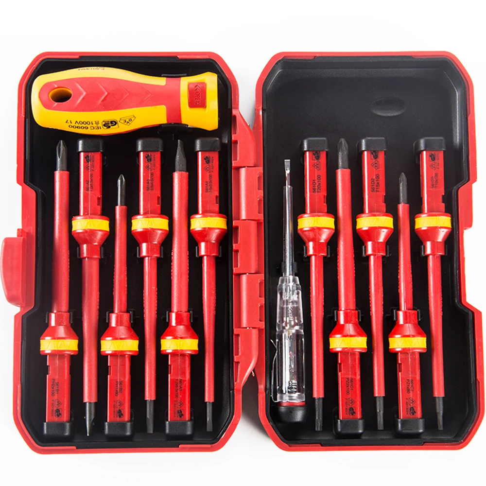 Tool Box Set Electrical Magnetic Voltage Tester Screwdriver Tool Kit Interchangeable Insulated Electrician Vde Screwdriver Set