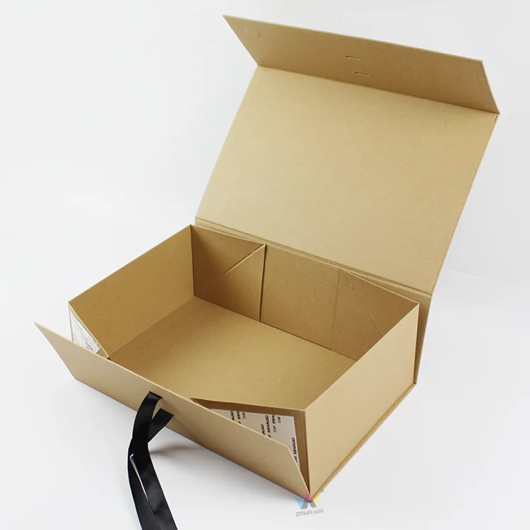 Wholesale Custom Logo Printed Luxury Rigid Kraft Folding Magnetic Cardboard  Gift Packaging Paper Box with ribbon
