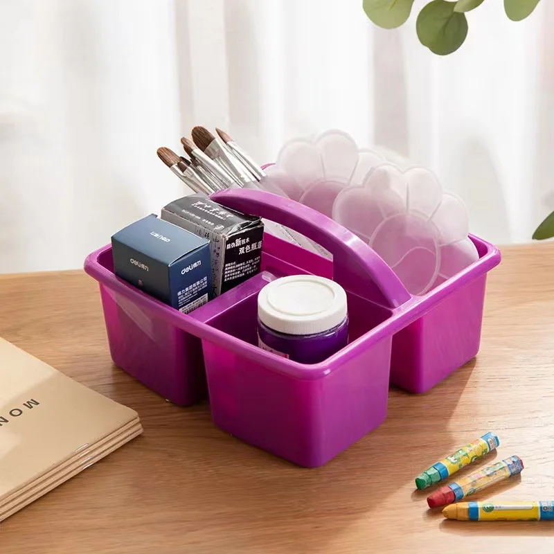 pp plastic portable compartment storage basket early education kindergarten classroom tool paint brush plastic storage basket