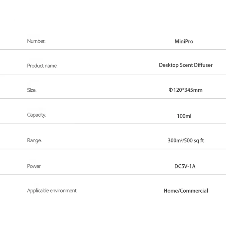 360 Vertical 100ml Waterless Tower Hotel Aroma Diffuser Electric Essential Oil Diffuser with Fragrance Atomizer