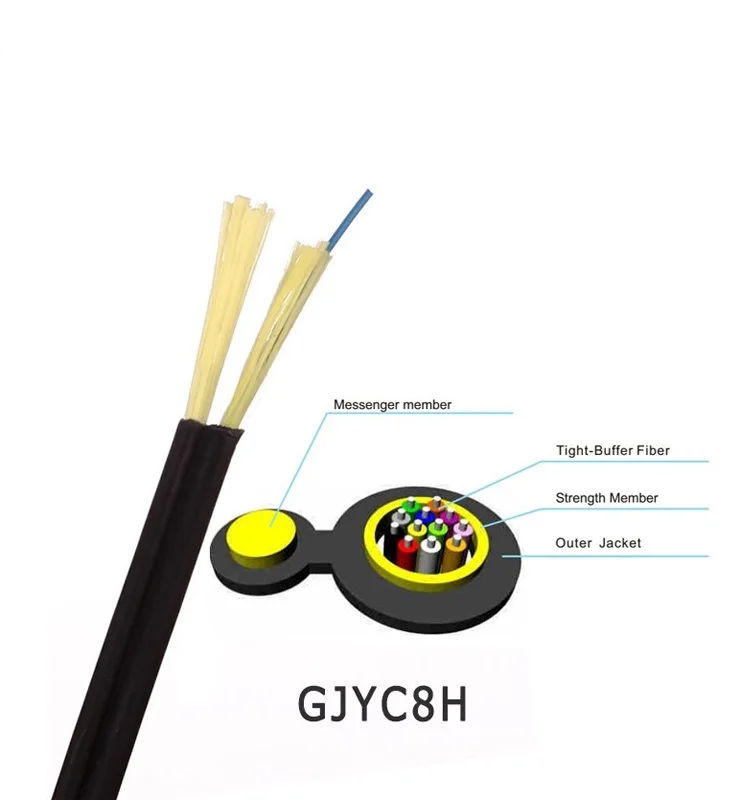 Outdoor single mode ftth 2 6 core fiber optic cable Round Drop waterproof
